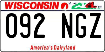 WI license plate 092NGZ