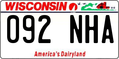 WI license plate 092NHA