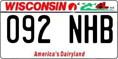 WI license plate 092NHB