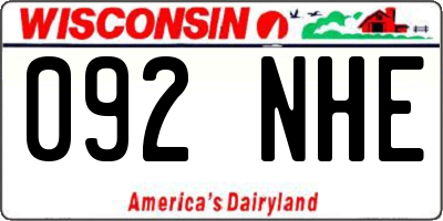 WI license plate 092NHE