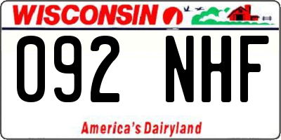 WI license plate 092NHF