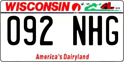 WI license plate 092NHG