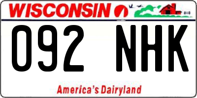 WI license plate 092NHK