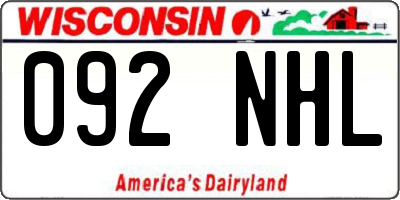 WI license plate 092NHL