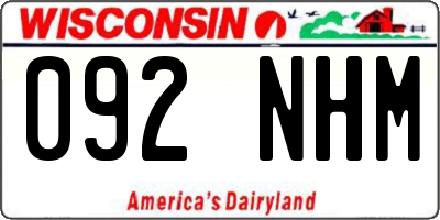 WI license plate 092NHM