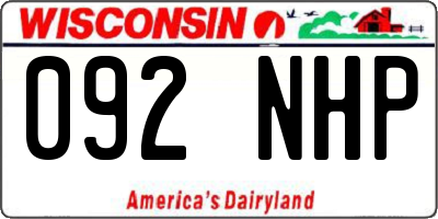 WI license plate 092NHP
