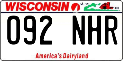 WI license plate 092NHR