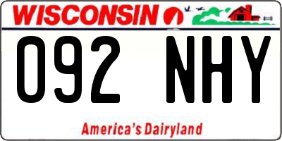 WI license plate 092NHY