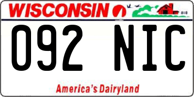 WI license plate 092NIC
