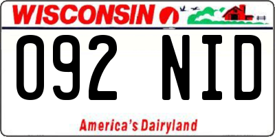 WI license plate 092NID