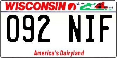 WI license plate 092NIF