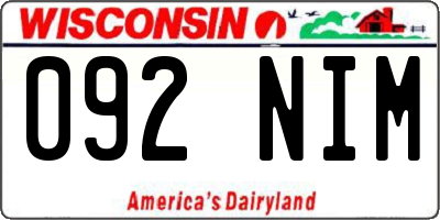 WI license plate 092NIM