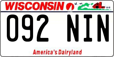 WI license plate 092NIN