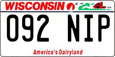 WI license plate 092NIP