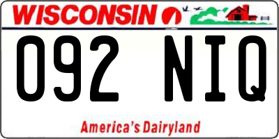 WI license plate 092NIQ