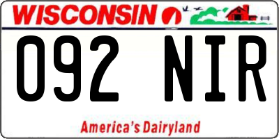 WI license plate 092NIR