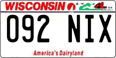 WI license plate 092NIX