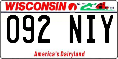 WI license plate 092NIY