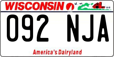 WI license plate 092NJA