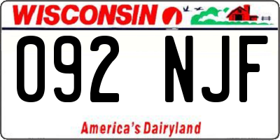 WI license plate 092NJF