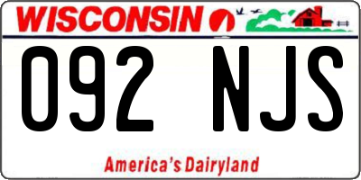 WI license plate 092NJS