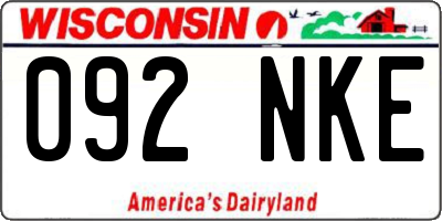 WI license plate 092NKE