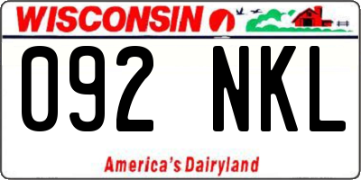 WI license plate 092NKL