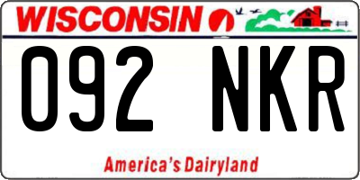WI license plate 092NKR