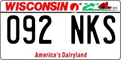 WI license plate 092NKS