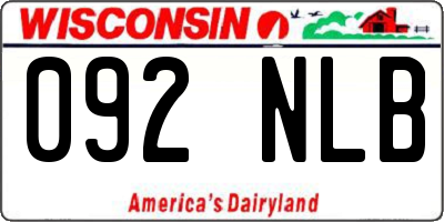 WI license plate 092NLB