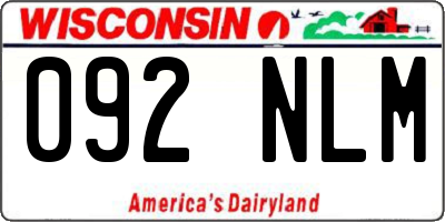 WI license plate 092NLM