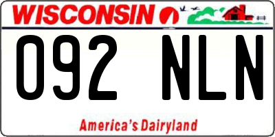 WI license plate 092NLN