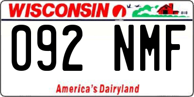WI license plate 092NMF
