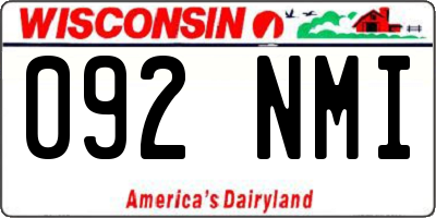 WI license plate 092NMI
