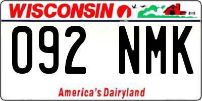 WI license plate 092NMK