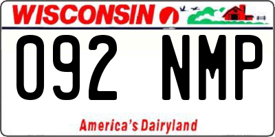 WI license plate 092NMP