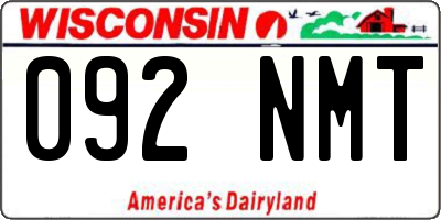 WI license plate 092NMT