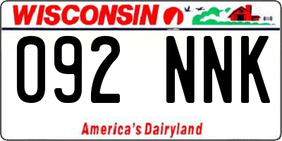 WI license plate 092NNK