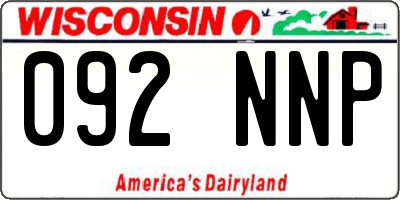 WI license plate 092NNP