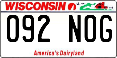 WI license plate 092NOG