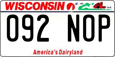WI license plate 092NOP