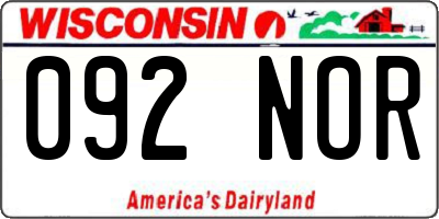 WI license plate 092NOR