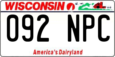 WI license plate 092NPC