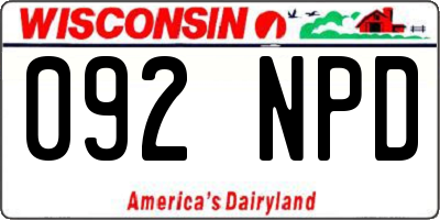 WI license plate 092NPD