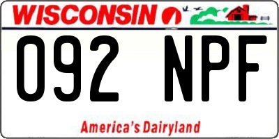 WI license plate 092NPF
