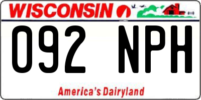 WI license plate 092NPH