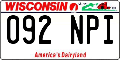 WI license plate 092NPI