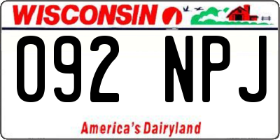 WI license plate 092NPJ