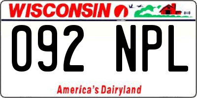 WI license plate 092NPL