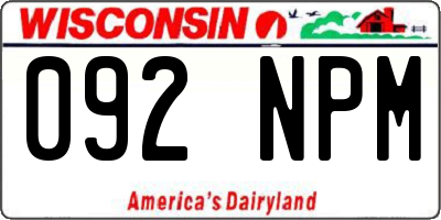 WI license plate 092NPM